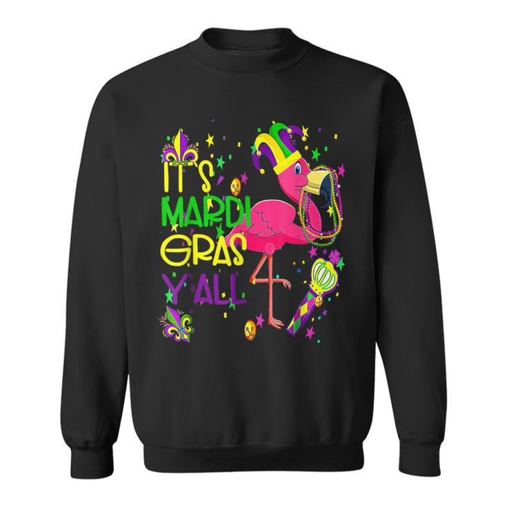 Funny Mardi Gras Flamingo Mardi Gras Yall Beads Mask Gifts  Sweatshirt