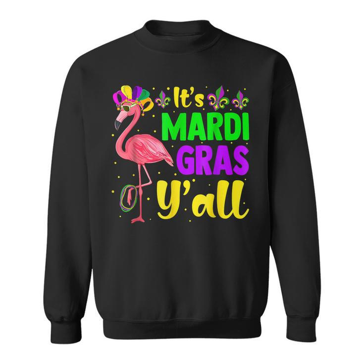 Funny Mardi Gras Flamingo Mardi Gras Yall Beads Mask  V2 Sweatshirt