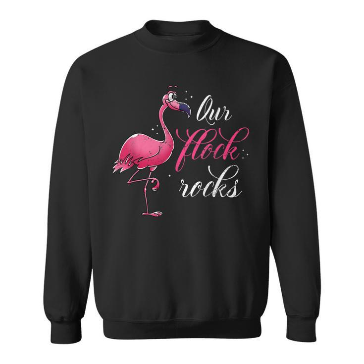 Funny Our Flock Rocks Flamingos Animal Lover Gift Flamingo  Men Women Sweatshirt Graphic Print Unisex