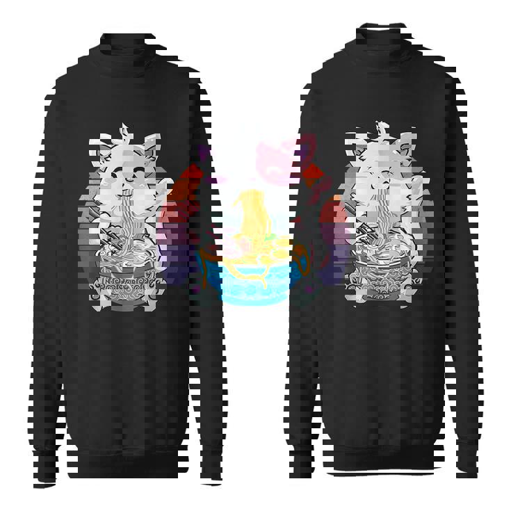 Funny Ramen Cat Kawaii Anime Ramen Cat Lovers Kawaii Neko V13 Men Women Sweatshirt Graphic Print Unisex