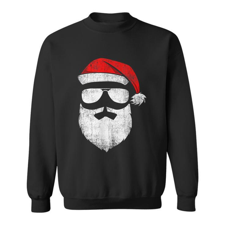 Funny Santa Claus Face Sunglasses With Hat Beard Christmas Tshirt Sweatshirt