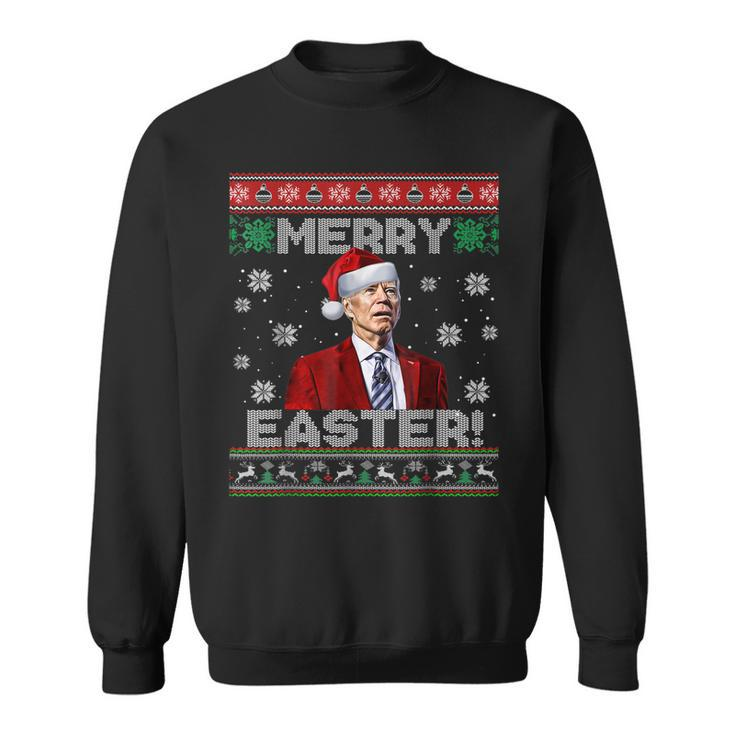 Funny Santa Joe Biden Merry Easter Ugly Christmas Men Women  Men Women Sweatshirt Graphic Print Unisex