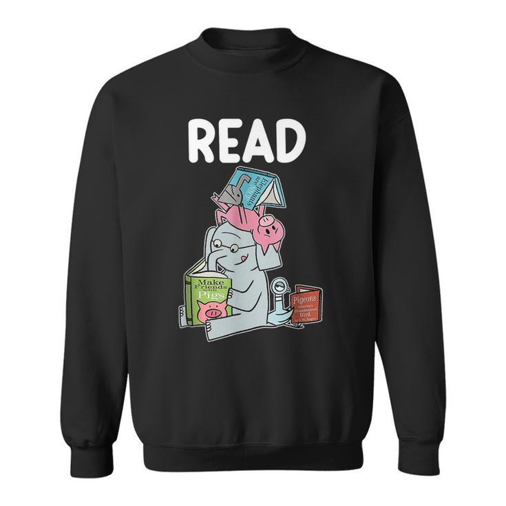 Funny Teacher Library Read Book Club Piggie Elephant Pigeons  V3 Men Women Sweatshirt Graphic Print Unisex - Thegiftio