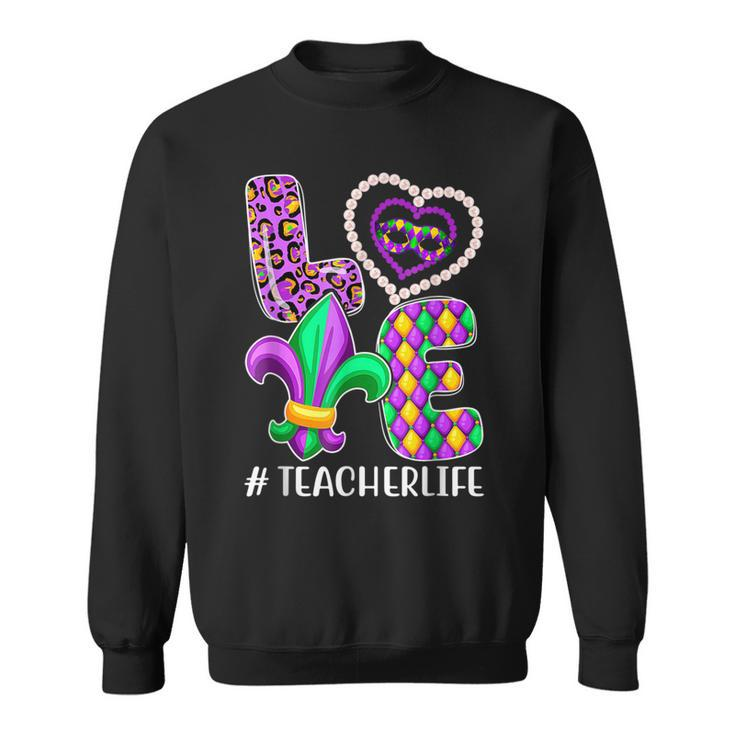 Funny Teacher Mardi Gras Family Matching Outfit  V3 Sweatshirt