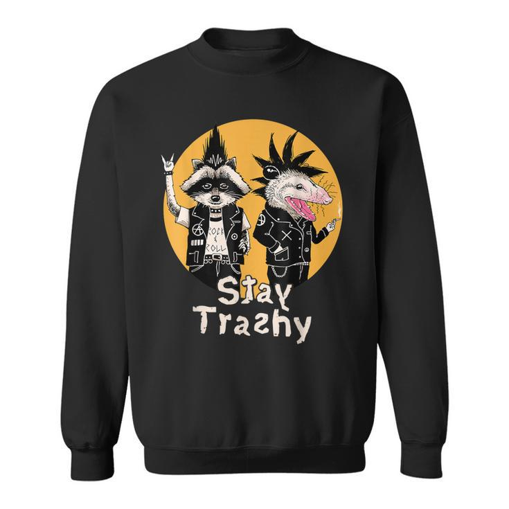 Funny Team Trash Stay Trashy Raccoons Opossums Squad Retro Sweatshirt