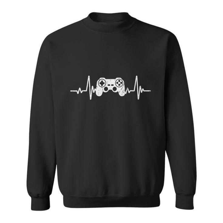 Gamer Heartbeat Video Game Controller Gaming Vintage Retro Sweatshirt