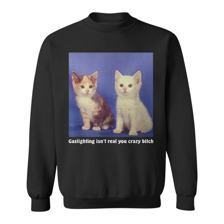 Gaslighting Isnt Real You Crazy BITCH Funny Cat Lover  Sweatshirt