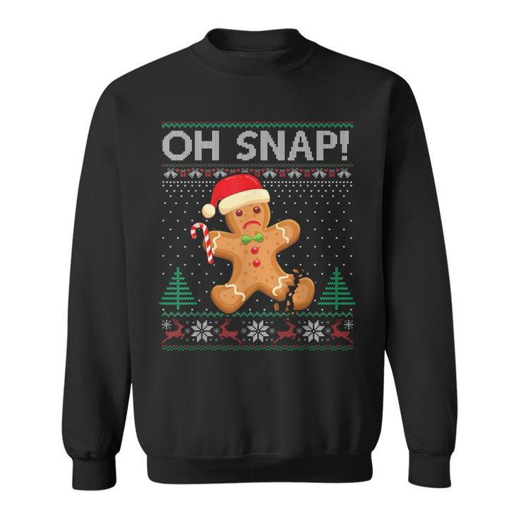 Gingerbread Man Cookie Ugly Sweater Oh Snap Christmas  Men Women Sweatshirt Graphic Print Unisex