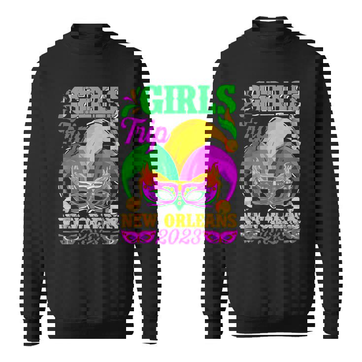 Girls Trip New Orleans 2023 Funny Jester Mask Mardi Gras Sweatshirt Girls Trip New Orleans 2023 Funny Jester Mask Mardi Gras Sweatshirt