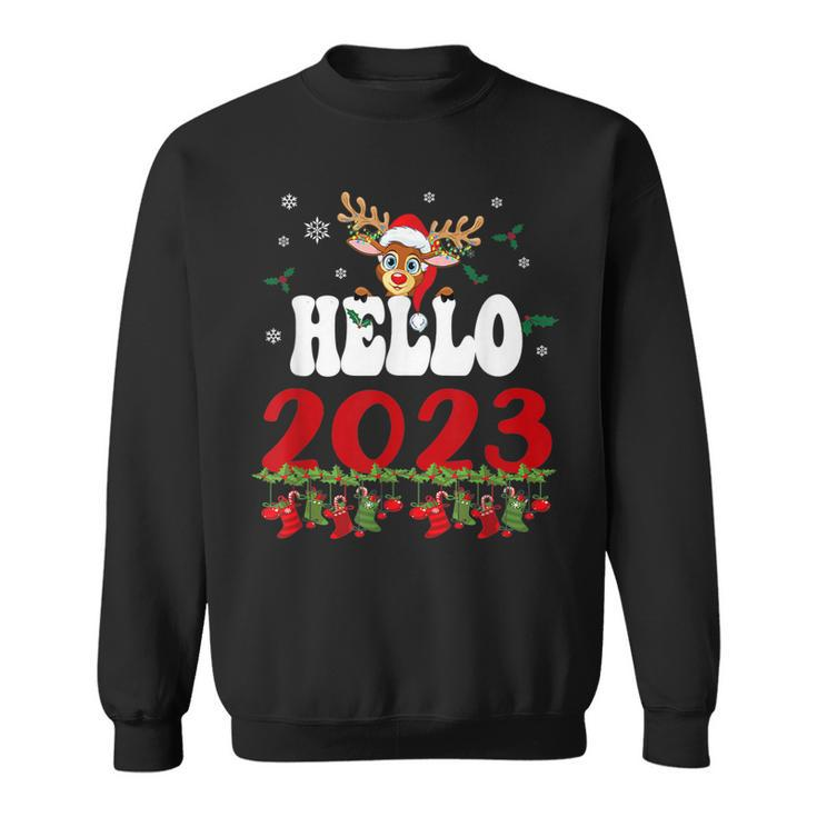 Goodbye 2022 Hello 2023 Happy New Year Christmas Xmas Groovy  Men Women Sweatshirt Graphic Print Unisex