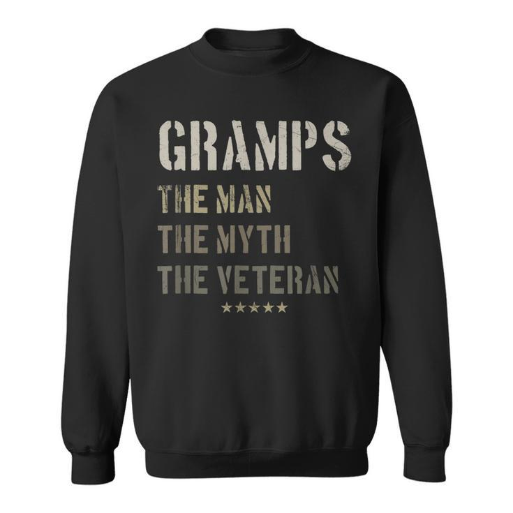 Gramps Man Myth Veteran Fathers Day Gift Retired Military  Men Women Sweatshirt Graphic Print Unisex