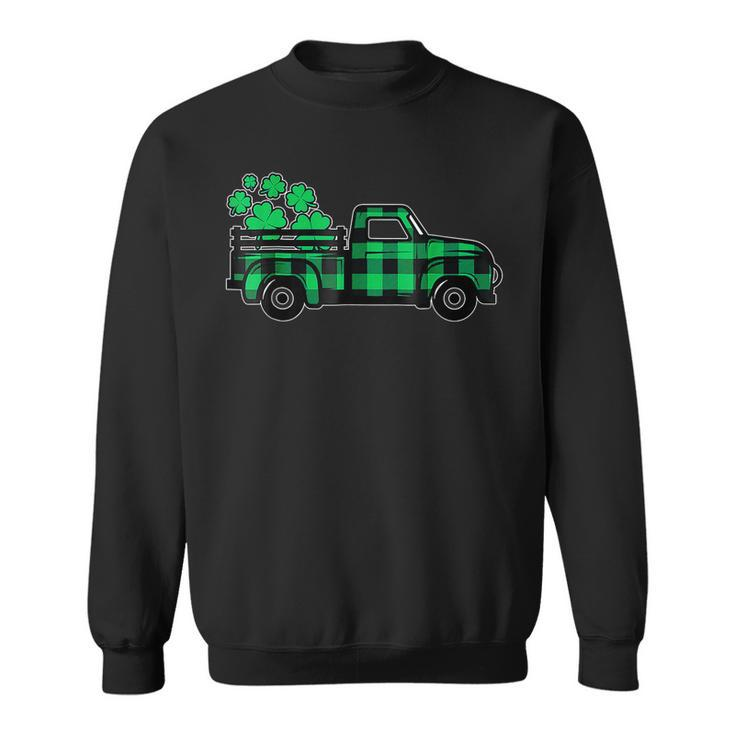 Green Buffalo Plaid Shamrock Pickup Truck St Patricks Day  Sweatshirt