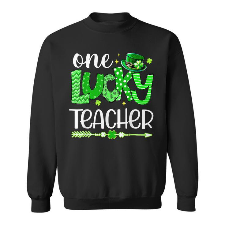 Green Leopard Shamrock One Lucky Teacher St Patricks Day  Sweatshirt