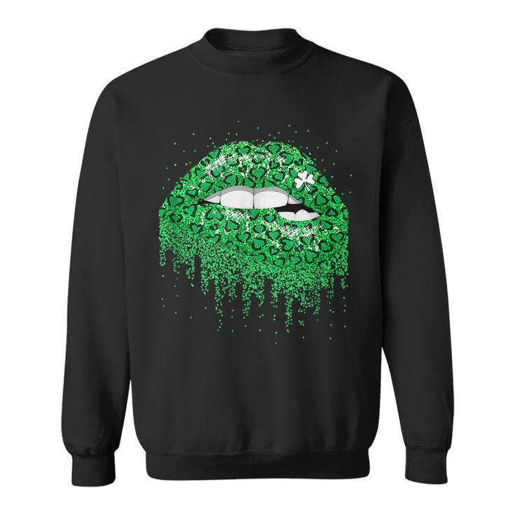 Green Lips Sexy Irish Costume St Patricks Day Shamrock  Sweatshirt