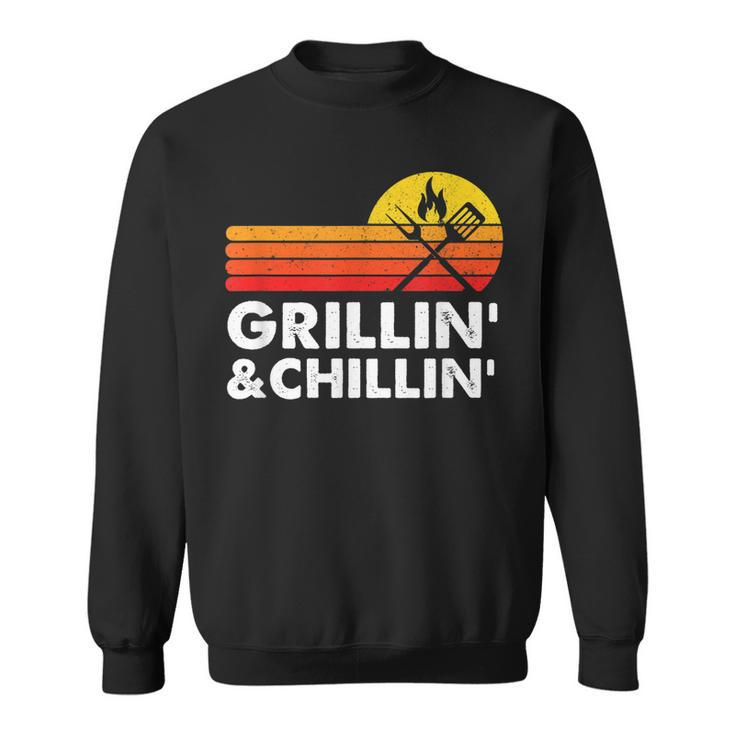 Grilling And Chilling Smoke Meat Bbq Gift Home Cook Dad Men  Sweatshirt