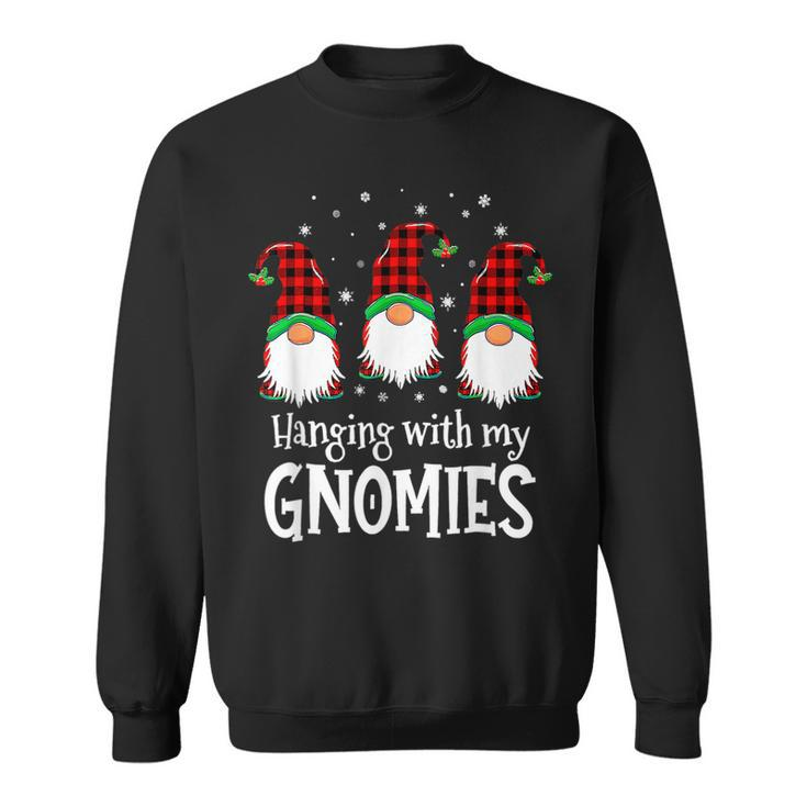 Hanging With My Gnomies Red Plaid Gnomes Merry Christmas  Men Women Sweatshirt Graphic Print Unisex