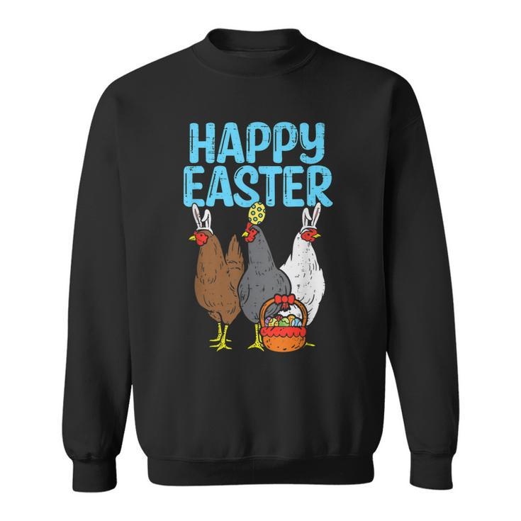 Happy Easter Chicken Bunnies Egg Poultry Farm Animal Farmer  Sweatshirt
