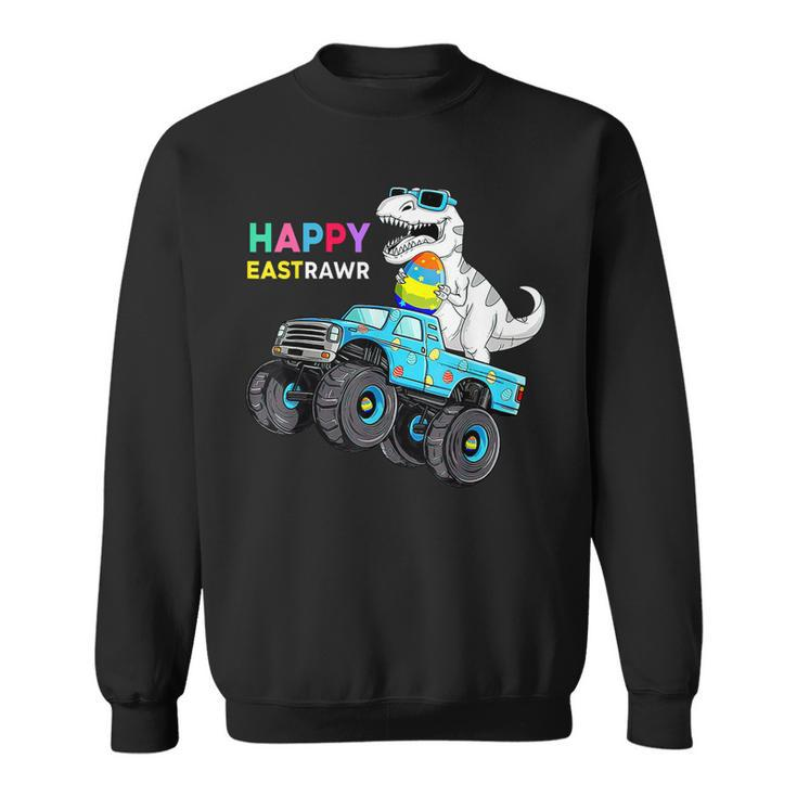 Happy Eastrawr T Rex Easter Monster Truck Dinosaur Boys Kids  Sweatshirt