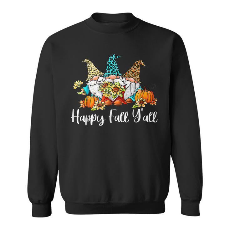 Happy Fall Yall Gnome Leopard Pumpkin Autumn Gnomes  Men Women Sweatshirt Graphic Print Unisex