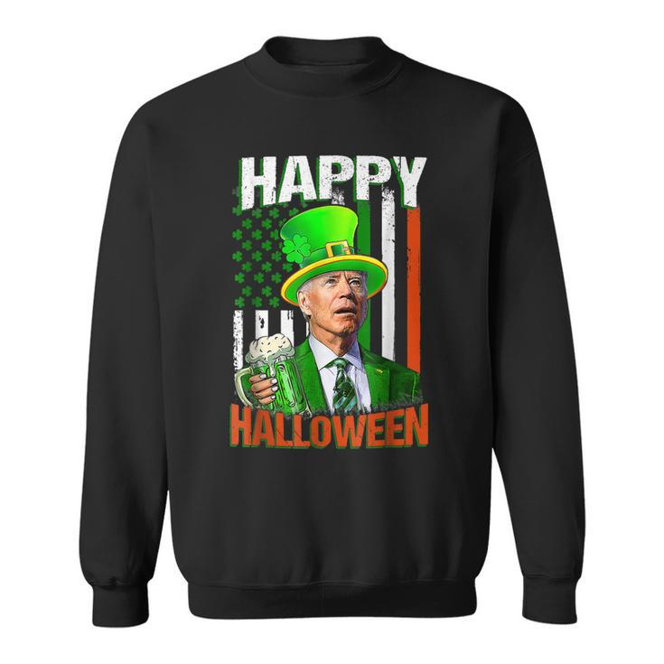 Happy Halloween Funny Leprechaun Biden Irish St Patrick Day  Sweatshirt