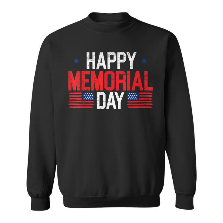 Happy Memorial Day Usa Flag American Patriotic Armed Forces  Sweatshirt