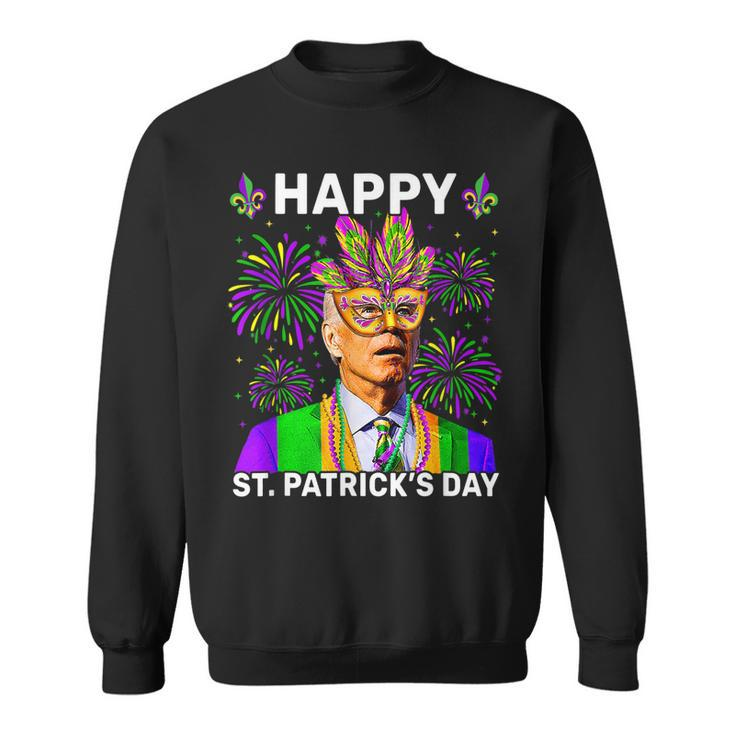 Happy St Patricks Day Confused Biden Sarcastic Mardi Gras  Sweatshirt