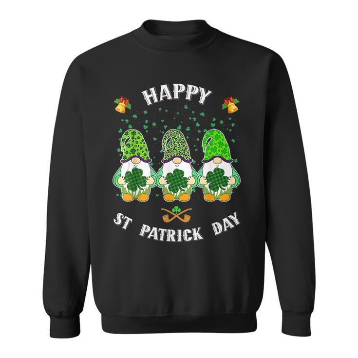 Happy St Patricks Day Funny Three Gnomes Holding Shamrock  Sweatshirt