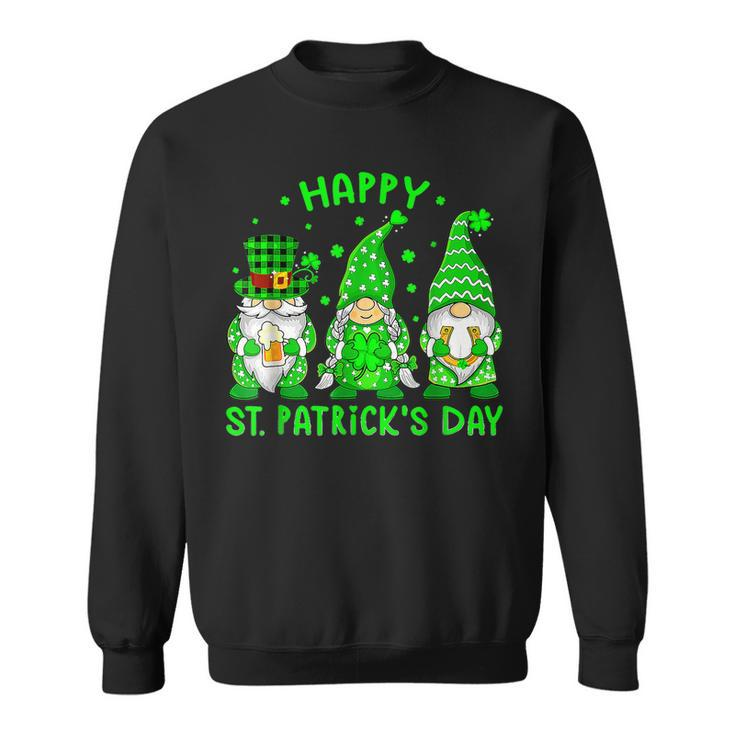 Happy St Patricks Day Three Gnomes Squad Holding Shamrock  Sweatshirt