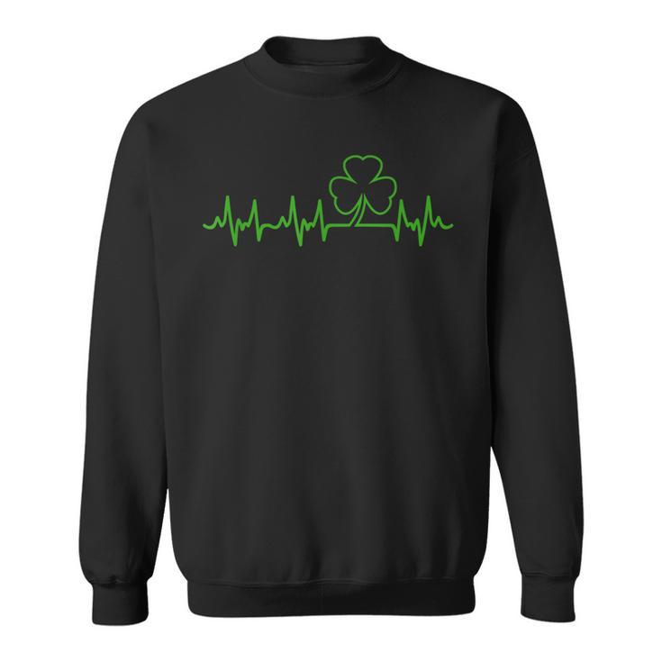 Heartbeat Shamrock Irish Lucky Clover St Patricks Day Gifts  Sweatshirt
