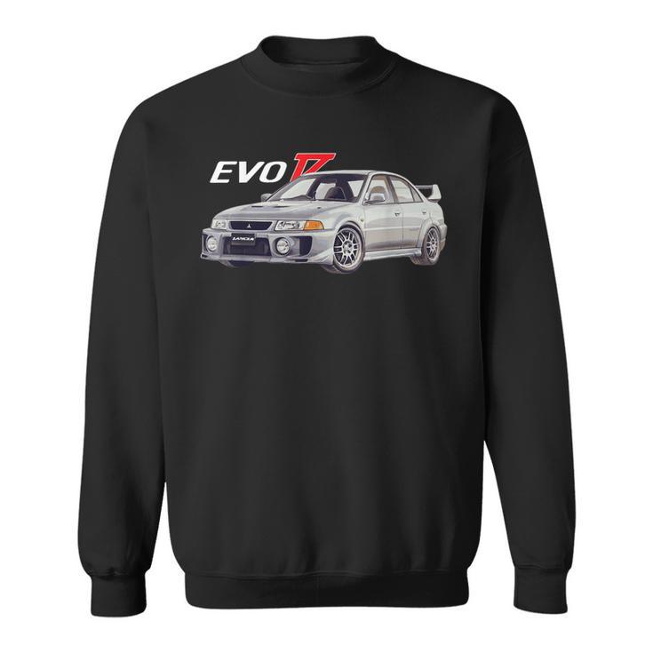 Herren Schwarz Sweatshirt mit Evo 7 Auto-Print, Motorsport Design