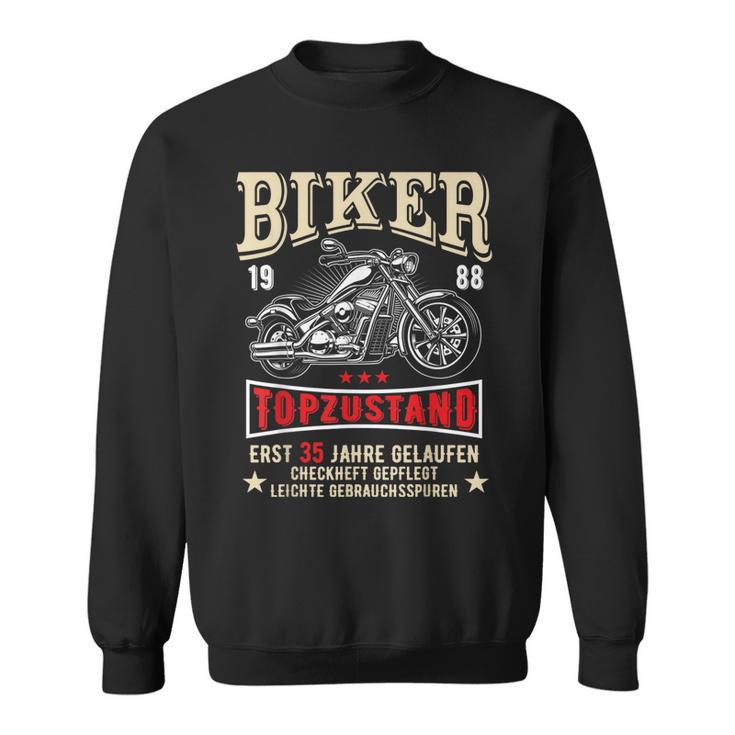 Herren Sweatshirt zum 35. Geburtstag, Motorrad 1988 V2 Design, Lustiges Biker Motiv