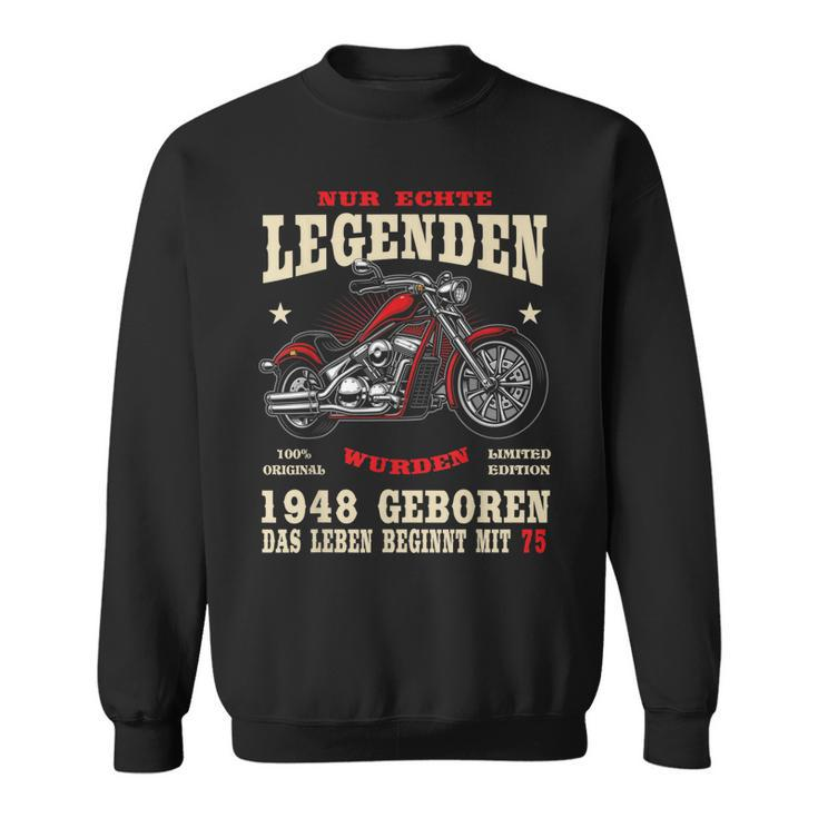 Herren Sweatshirt zum 75. Geburtstag, Biker-Motiv mit Chopper 1948