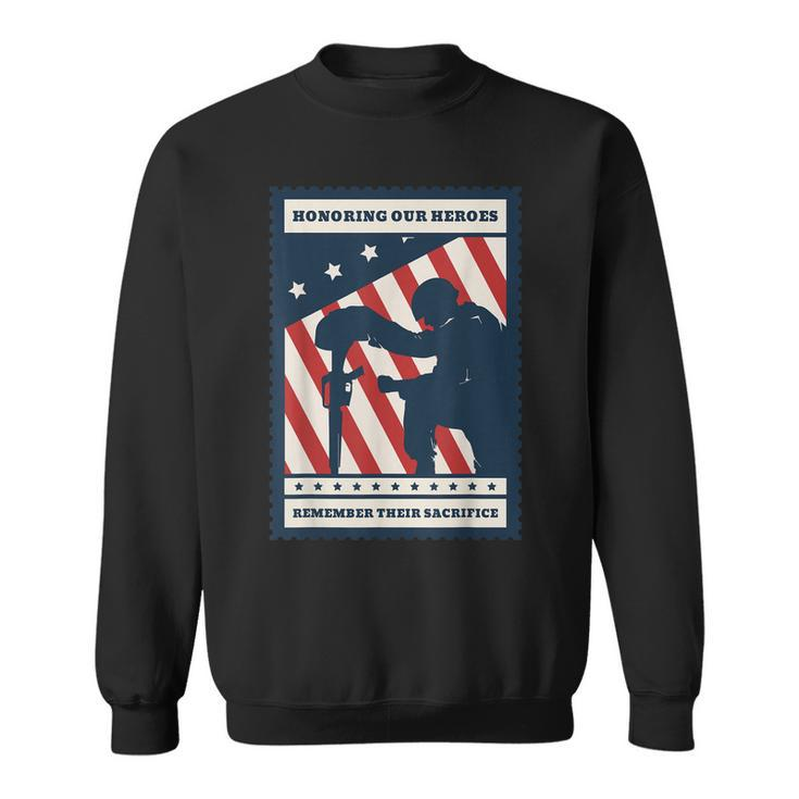 Honoring Our Heroes Us Army Military Veteran Remembrance Day  Men Women Sweatshirt Graphic Print Unisex