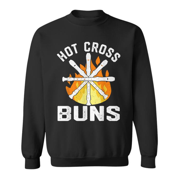 Hot Cross Buns Recorder Womens Pattern For Dad Vintage   Sweatshirt