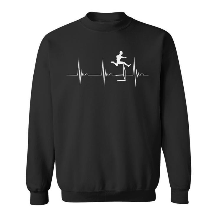 Hurdles Heartbeat Hurdler Pulse Line Track And Field  Sweatshirt