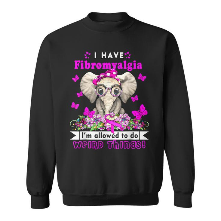 I Have Fibromyalgia Awareness Month Elephant Purple Ribbon  Sweatshirt