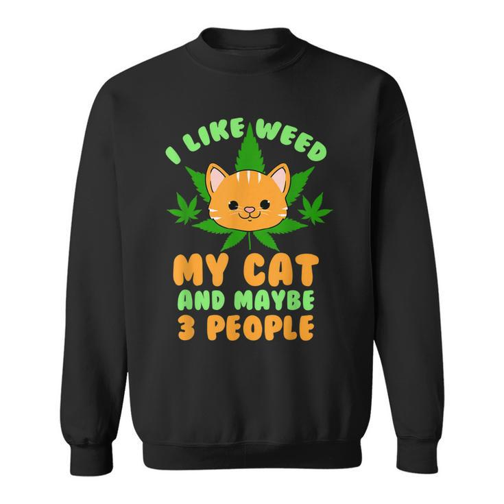 I Like Weed My Cat And Maybe 3 People Stoner Gift Sweatshirt