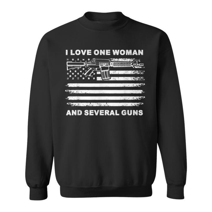 I Love One Woman & Several Guns Vintage Usa Flag Dad Grandpa  Men Women Sweatshirt Graphic Print Unisex