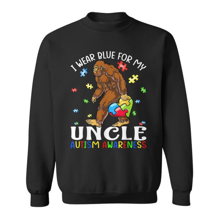 I Wear Blue For My Uncle Autism Awareness Bigfoot Sweatshirt