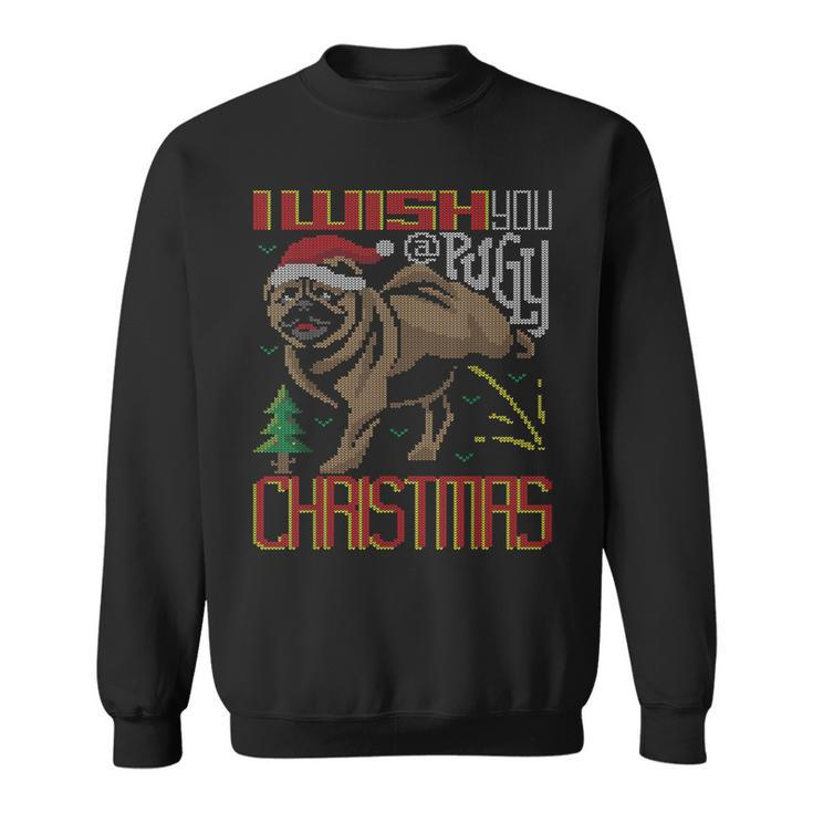 I Wish You A Pugly Christmas Dog Pug Ugly Christmas Sweater  Men Women Sweatshirt Graphic Print Unisex