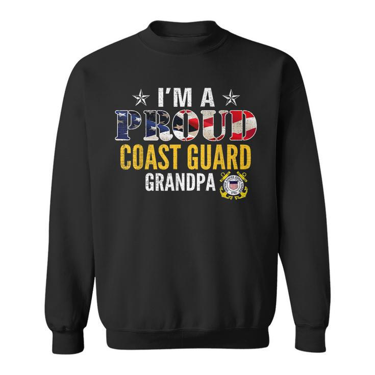 Im A Proud Coast Guard Grandpa American Flag Gift Veteran Sweatshirt