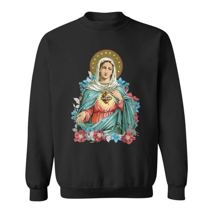 Immaculate Heart Of Mary Our Blessed Mother Catholic Vintage T Sweatshirt