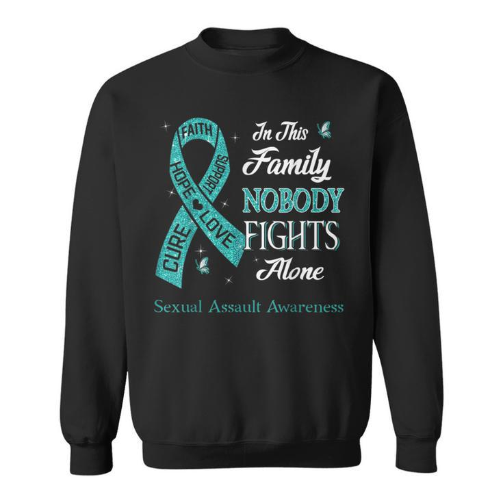 In This Family Nobody Fights Alone Sexual Assault Awareness Sweatshirt