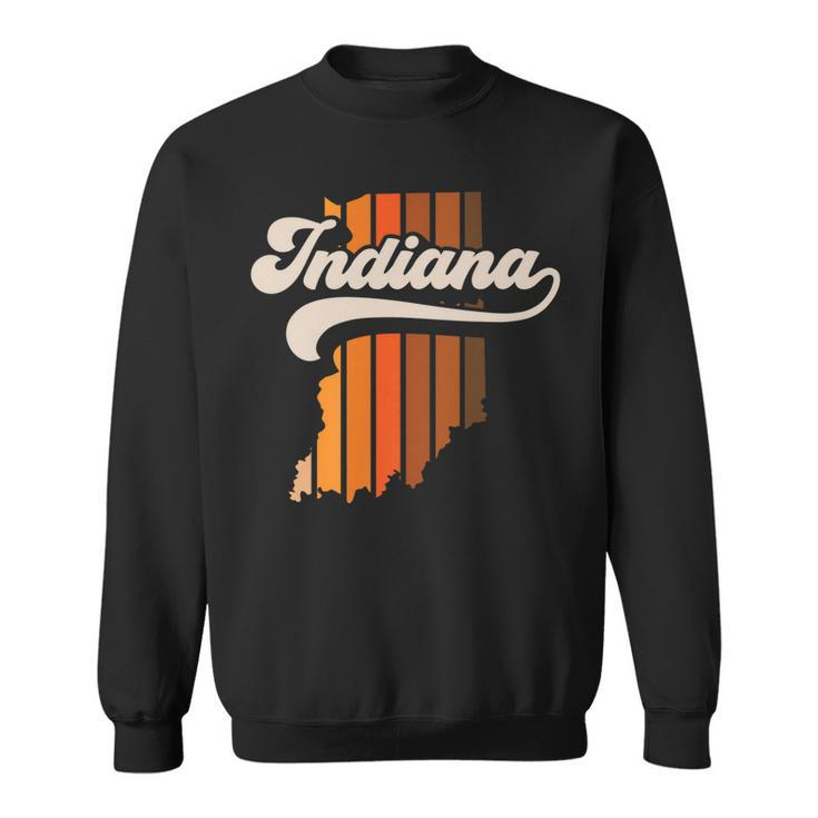 Indiana Vintage Retro 70S Style Stripe State Silhouette   Sweatshirt