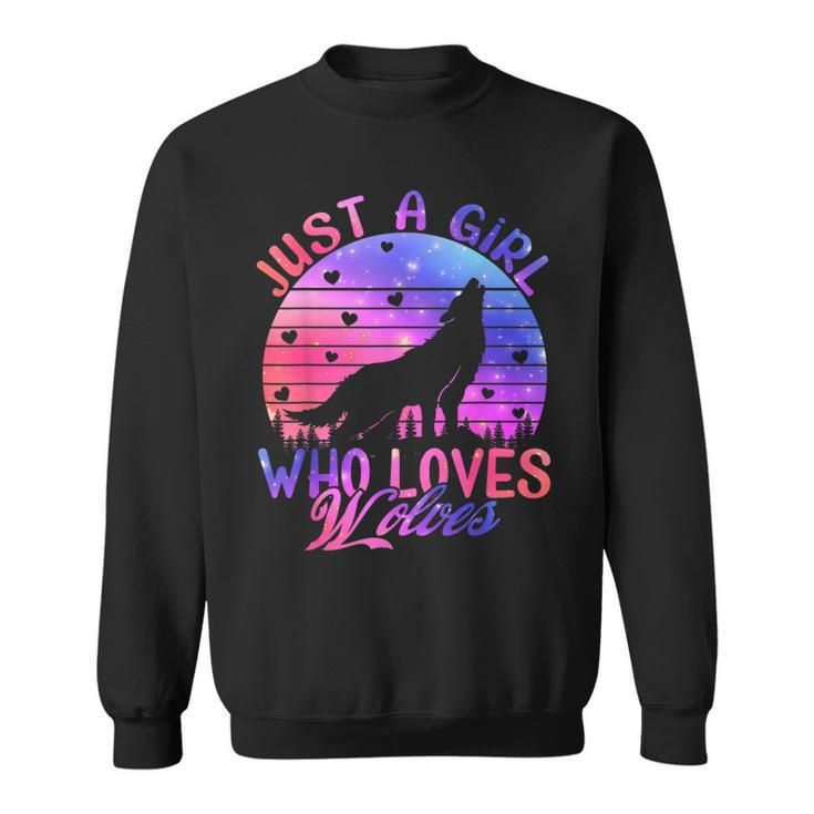 Just A Girl Who Loves Wolves Watercolor Cute Wolf Lover Gift  Sweatshirt