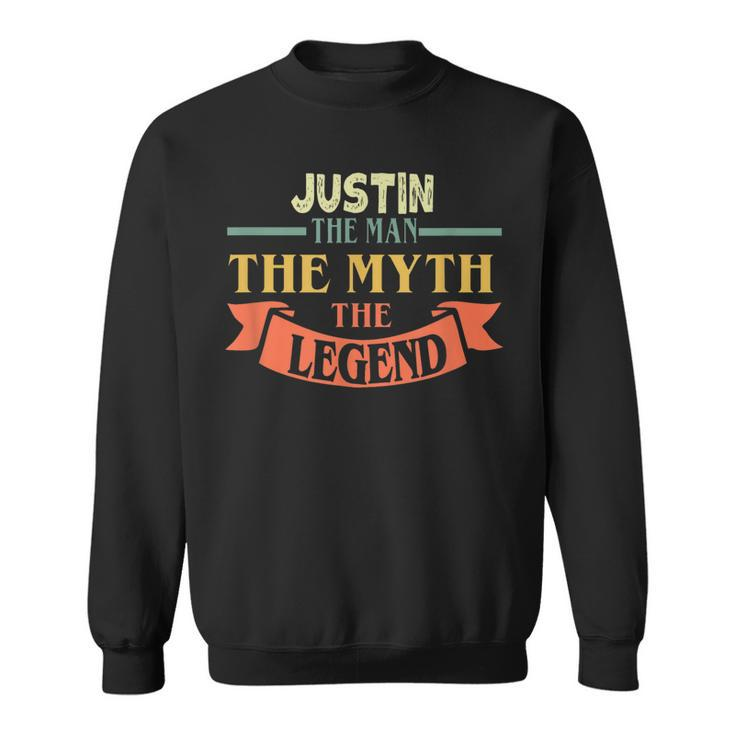 Justin The Man The Myth The Legend Custom Name  Men Women Sweatshirt Graphic Print Unisex