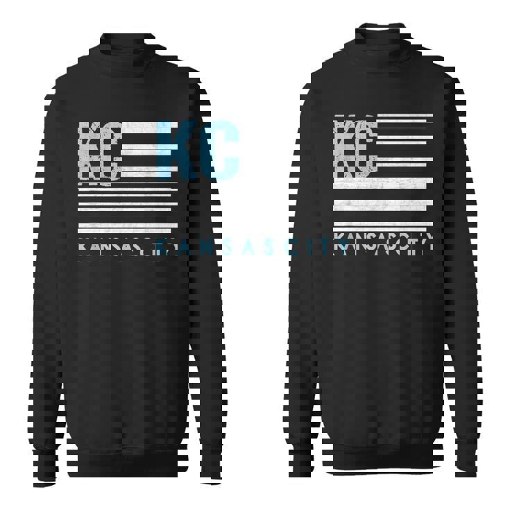 Kc Usa Flag Kansas City Blue & Light Blue Kc Usa Kansas City  Sweatshirt