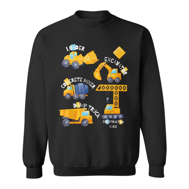 Kids Construction Vehicles Collage  Sweatshirt