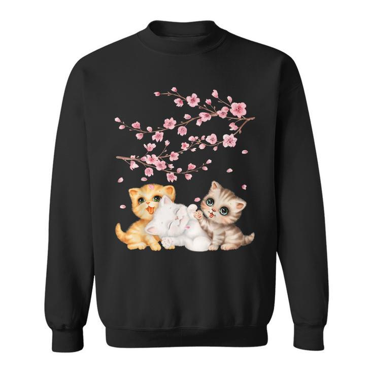Kitten Lover Japanese Cherry Blossom Cat Art Kitten  Sweatshirt
