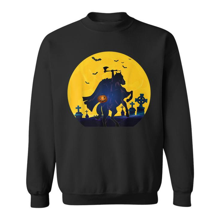 Klassisches Retro- „Kopfloser Reiter“ Sleepy Holloween Moon Sweatshirt